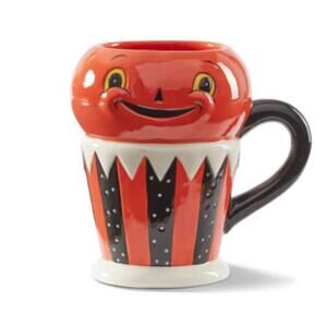 Johanna Parker Carnival Cottage Halloween Pumpkin Mug Magenta Spooky Decor